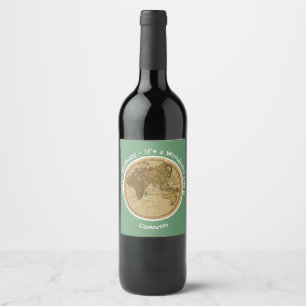 Antique 1786 Eastern Hemisphere Map Theme Party Wine Label