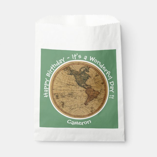 Antique 1786 Western Hemisphere Map Theme Party Favour Bags (Front)