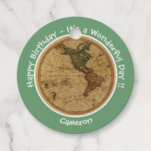 Antique 1786 Western Hemisphere Map Theme Party Favour Tags