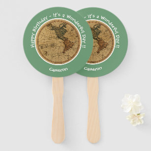 Antique 1786 Western Hemisphere Map Theme Party Hand Fan