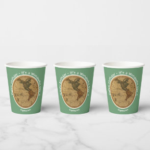 Antique 1786 Western Hemisphere Map Theme Party Paper Cups