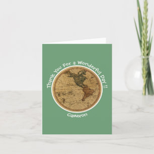 Antique 1786 Western Hemisphere Map Theme Party Thank You Card
