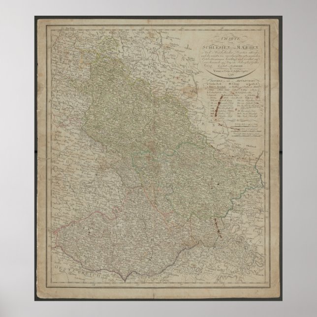 Antique 1799 Map of Silesia & Moravia, Historical  Poster (Front)