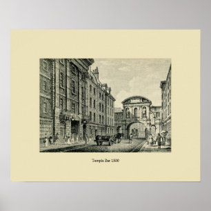 Antique 1800 London Temple Bar Poster