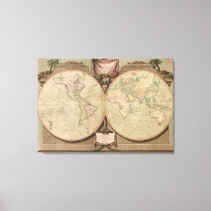 Antique 1808 World Map by Laurie and Whittle Canvas Print