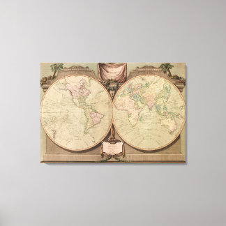Antique 1808 World Map by Laurie and Whittle Canvas Print