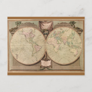 Antique 1808 World Map by Laurie and Whittle Postcard