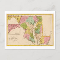 Antique 1815 Map of Maryland Postcard