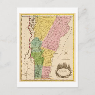 Antique 1815 Map of Vermont Postcard