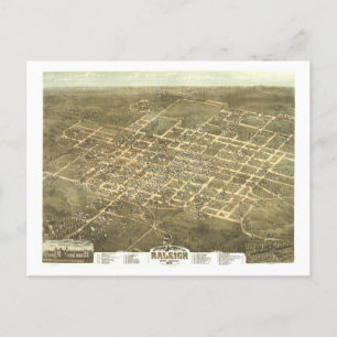 Antique 1872 Map of Raleigh, North Carolina, Postcard