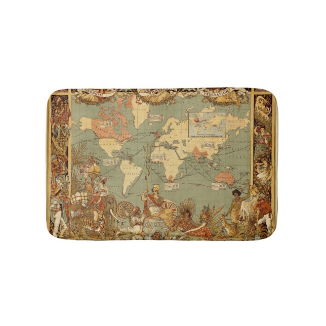 Antique 1886 World Map British Empire Poster Bath Mat (Front)
