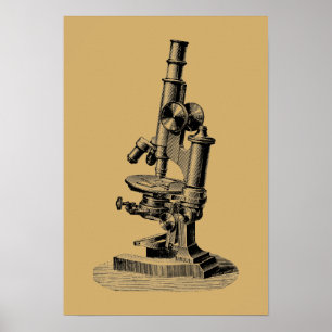 Antique 1892 Microscope "Steampunk" Art Poster