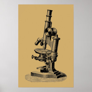 Antique 1892 Microscope "Steampunk" Art Poster