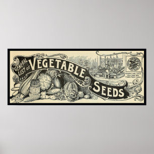 Antique 1894 Vegetable Seeds Sign