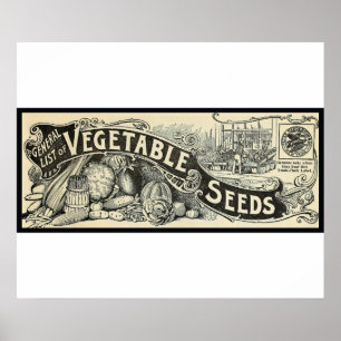 Antique 1894 Vegetable Seeds Sign