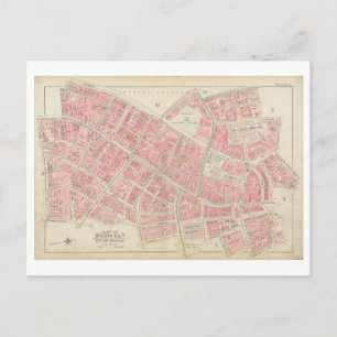 Antique 1895 Map of Downtown Boston Postcard