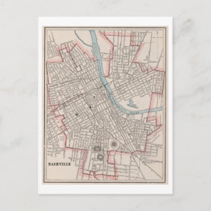Antique 1899 Map of Nashville, Tennessee, Postcard