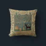 Antique 18th Century American Samplers Print Cushion<br><div class="desc">These are digitally enhanced prints of antique 1798 american samplers. In the front, the small square field has an alphabet in four bands at the top and a landscape at the bottom with a house, tree, man and woman, dog, and deer. The deep border has an urn of flowers in...</div>
