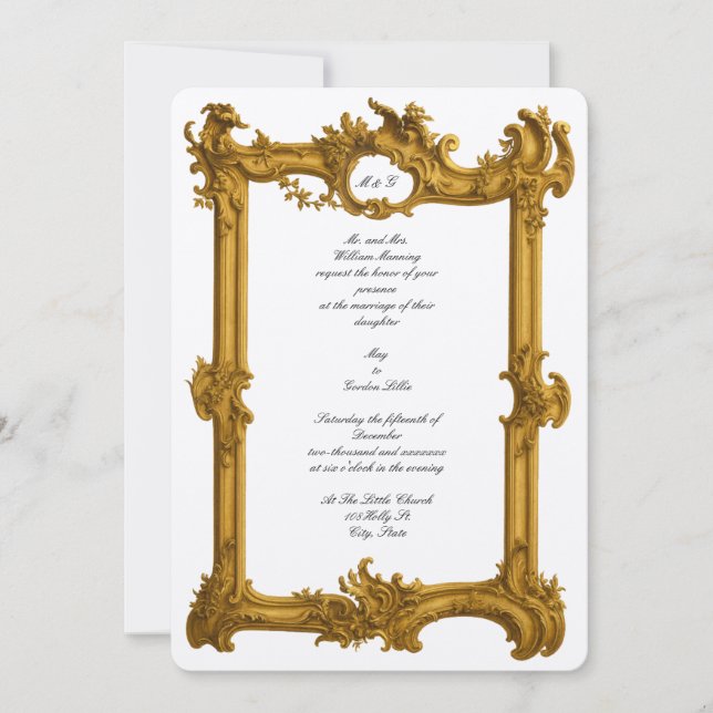 Antique 18th Century Color Baroque Rococo Frame Invitation (Front)