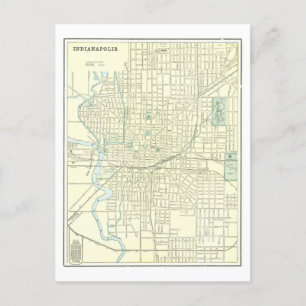 Antique 1901 Map of Indianapolis, Indiana, Postcard