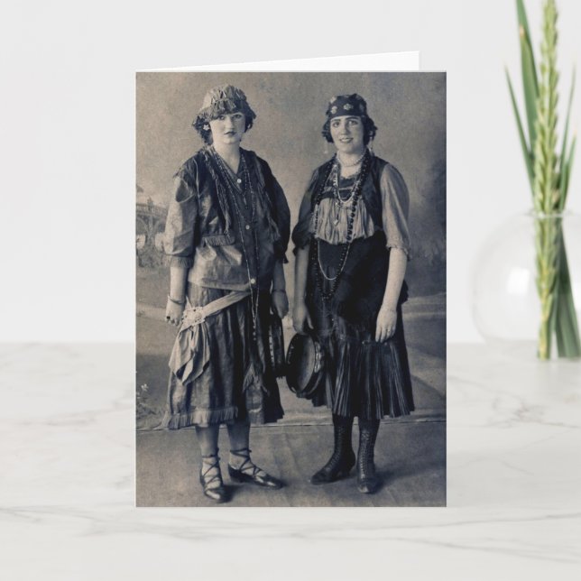 Antique 1920s Women in Gypsy Costumes Card (Front)