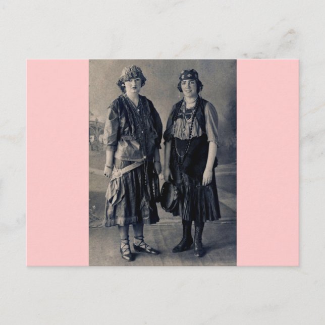 Antique 1920s Women in Gypsy Costumes Postcard (Front)