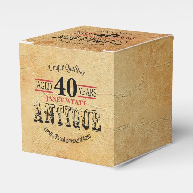 Antique 40th Birthday Design Favour Box (Front Side)
