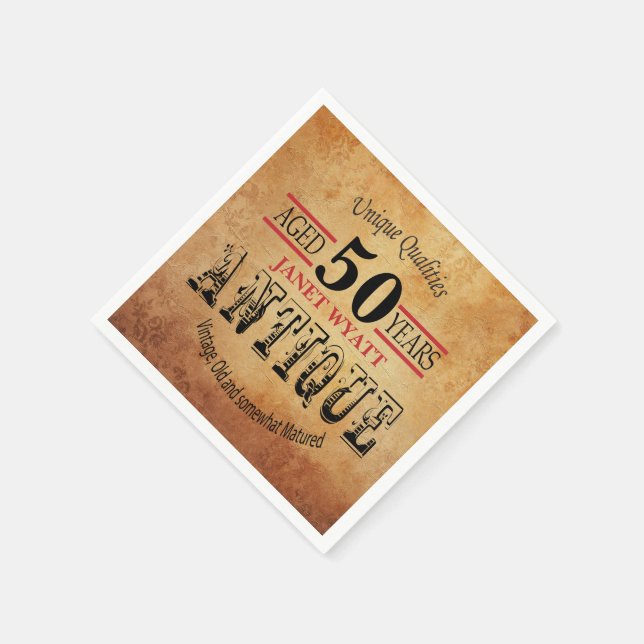 Antique 50th Birthday Design Napkin (Corner)