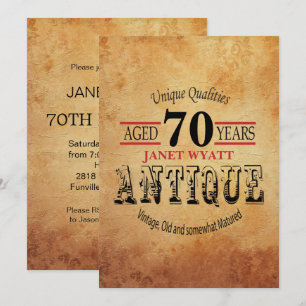 Antique 70th Birthday Invitation