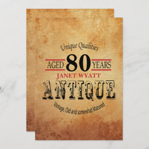 Antique 80th Birthday Invitation