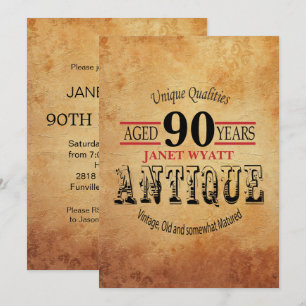 Antique 90th Birthday Invitation