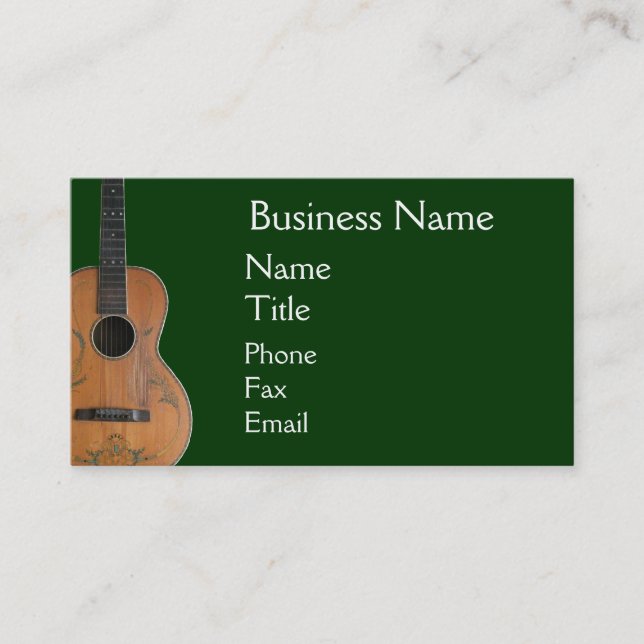 Antique Acoustic Guitar Business Cards (Front)
