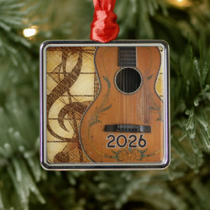 Antique Acoustic Guitar, Treble Guitar Lovers Metal Tree Decoration