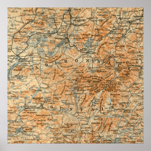 Antique Adirondacks Map Poster (Front)