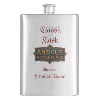 Antique Adventures Typography Art Timeless - Hip Flask