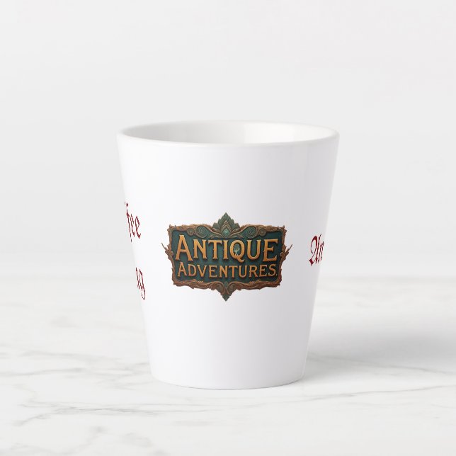 Antique Adventures Typography Art Timeless -  Latte Mug (Front)