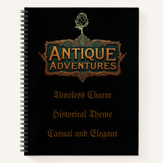 Antique Adventures Typography Art Timeless -  Notebook