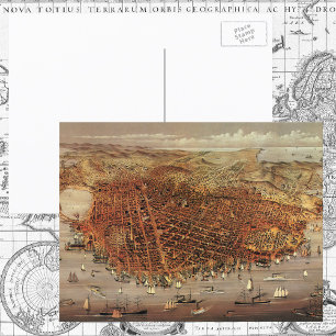 Antique Aerial Map of San Francisco, California Postcard