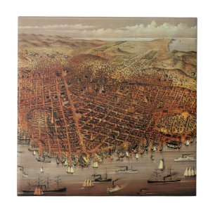 Antique Aerial Map of San Francisco, California Tile