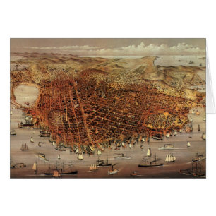 Antique Aerial Map, San Francisco City, California