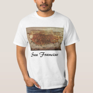 Antique Aerial Map, San Francisco City, California T-Shirt