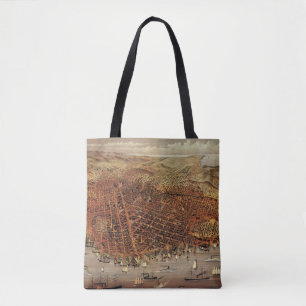Antique Aerial Map, San Francisco City, California Tote Bag