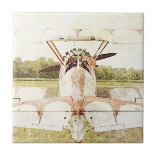 Antique Aeroplane Biplane Ceramic Tile