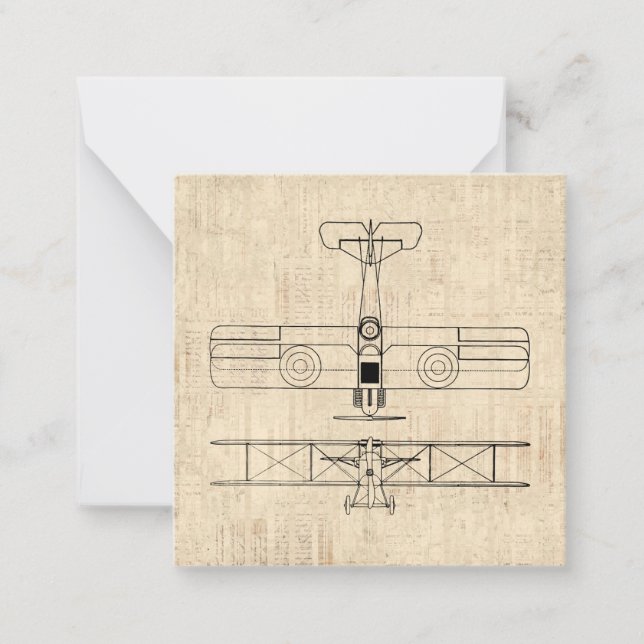 Antique Aeroplane Diagrams Vintage Plane Art Card (Front)