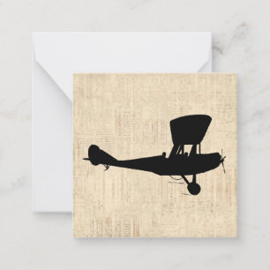 Antique Aeroplane Silhouette Art Card