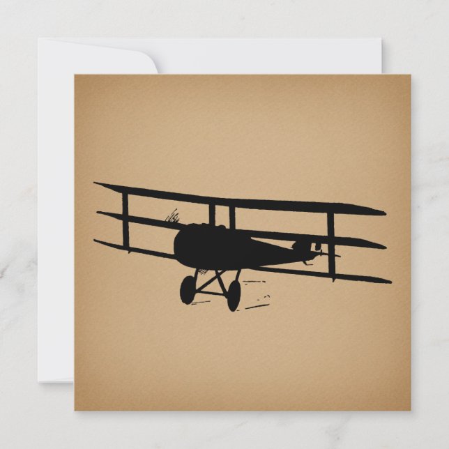 Antique Aeroplane Silhouette Vintage Plane Holiday Card (Front)