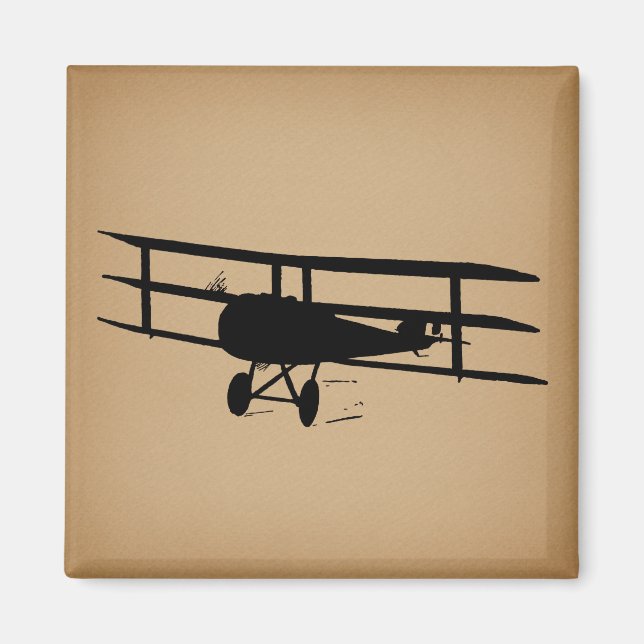 Antique Aeroplane Silhouette Vintage Plane Magnet (Front)