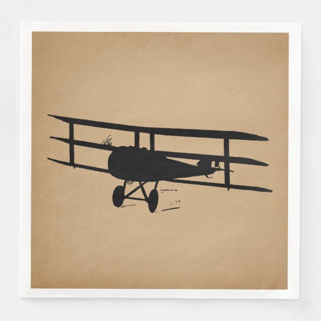 Antique Aeroplane Silhouette Vintage Plane Napkin (Front)