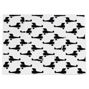 Antique Aeroplane Silhouettes Vintage Plane Print Large Gift Bag