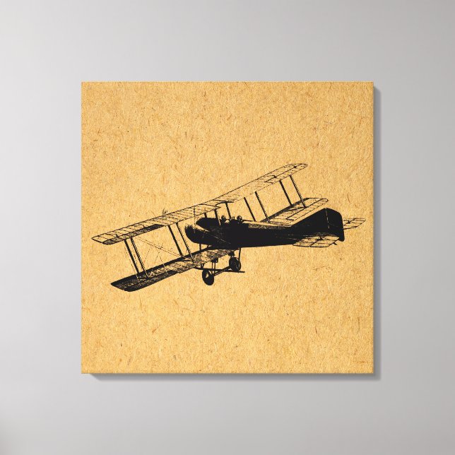 Antique Aeroplane Vintage Plane Aviation Art Canvas Print (Front)